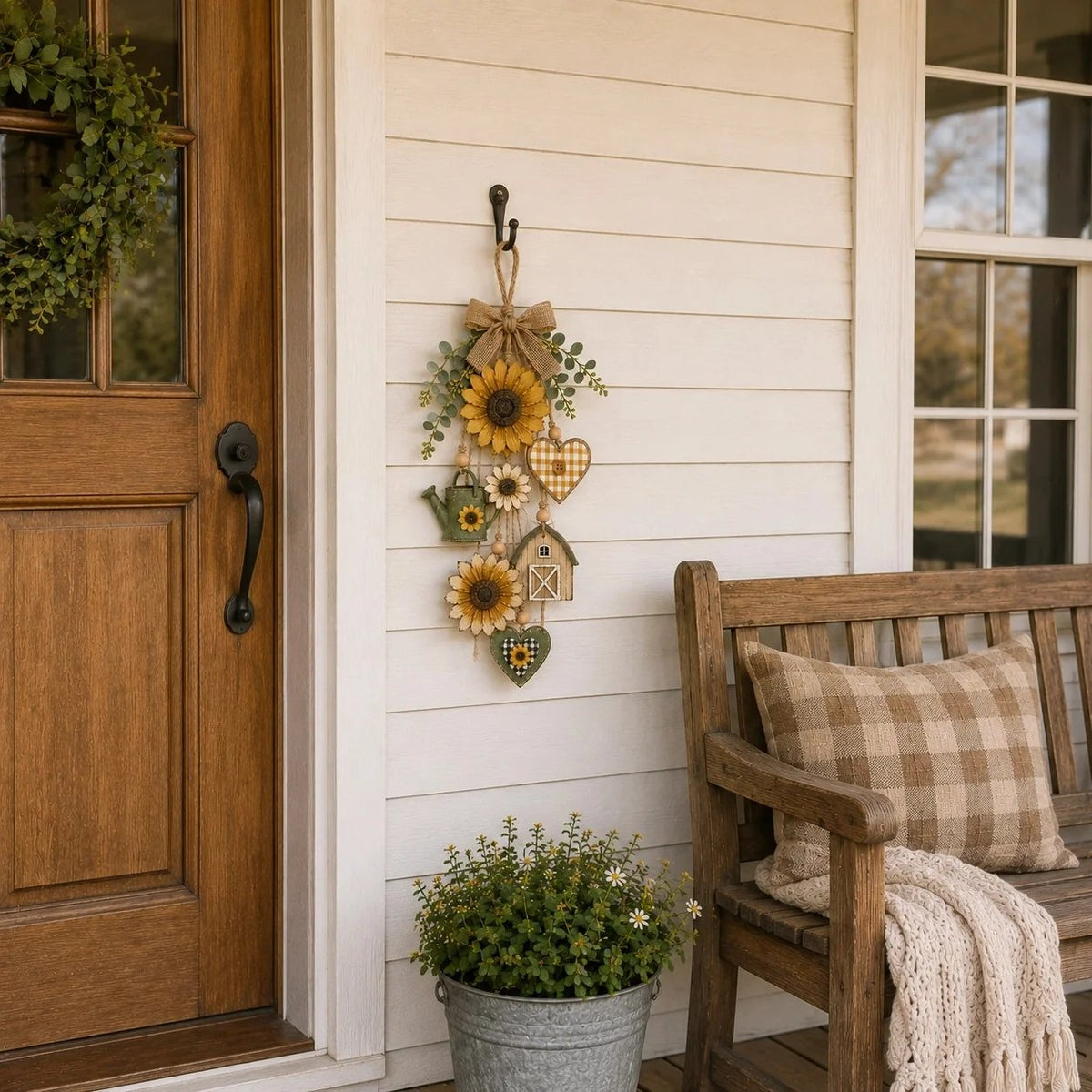 🥳2026 HOT SALE- 50% OFF🌻Rustic Wooden Garden-Themed Hanging Ornament with Remote Control Fairy Lights