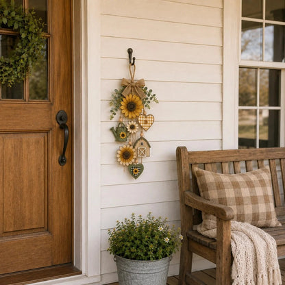 🥳2026 HOT SALE- 50% OFF🌻Rustic Wooden Garden-Themed Hanging Ornament with Remote Control Fairy Lights
