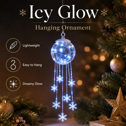 ⏳ Last Day 49% OFF – ❄️ Icy Glow Hanging Ornament™ | Crystal-Style Globe with Cascading Snowflakes & Dreamy Icy Blue LED Glow for Christmas Trees, Windows & Cozy Winter Décor 💎