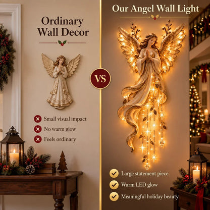 👼🌙Guardian Angel Starfall Cascade™ – Lighted Faith & Blessing Christmas Wall Decor✨