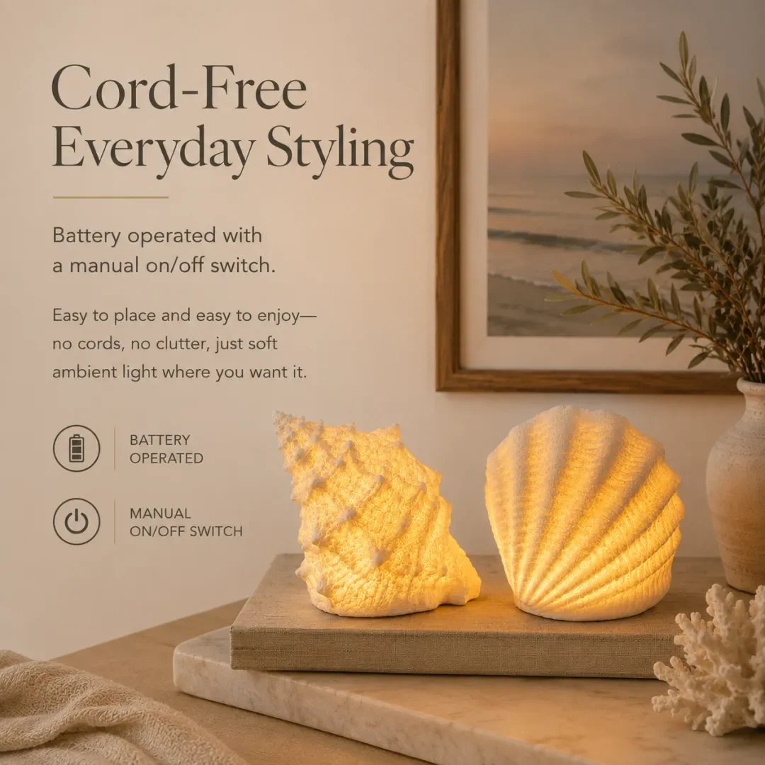 🌊✨Coastal Afterglow Shell & Conch Light Set