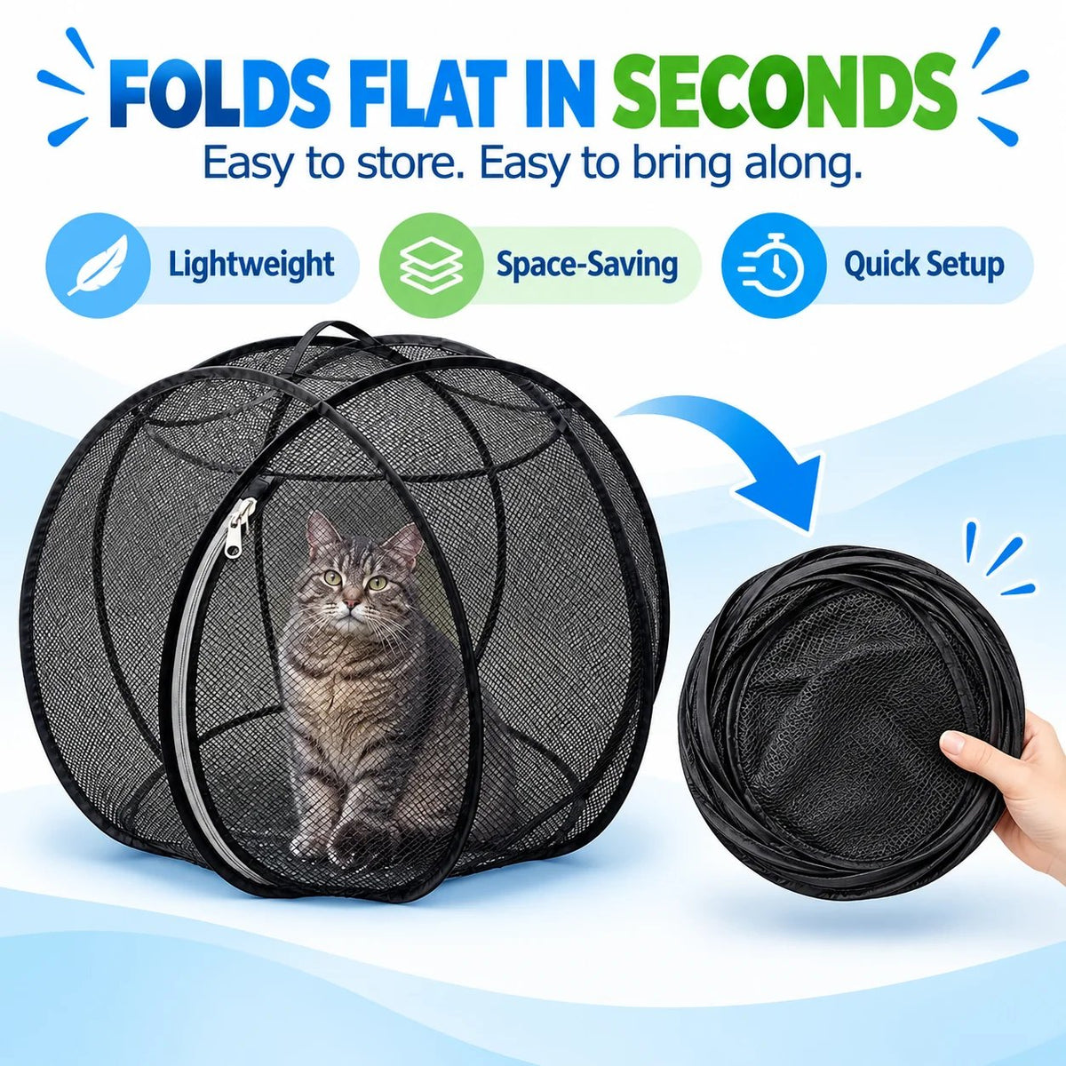 🐱 Pop Up Cat Playpen | 32-Inch Breathable Mesh Enclosure for Indoor & Outdoor Use 🌿