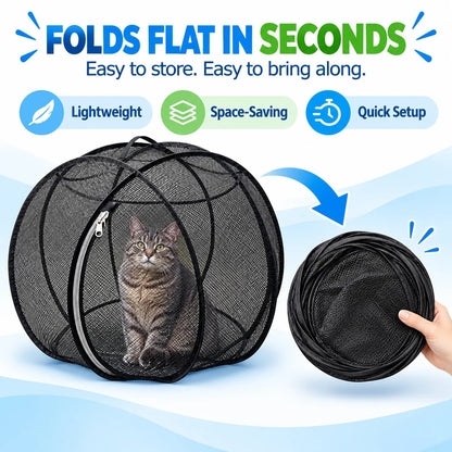 🐱 Pop Up Cat Playpen | 32-Inch Breathable Mesh Enclosure for Indoor & Outdoor Use 🌿