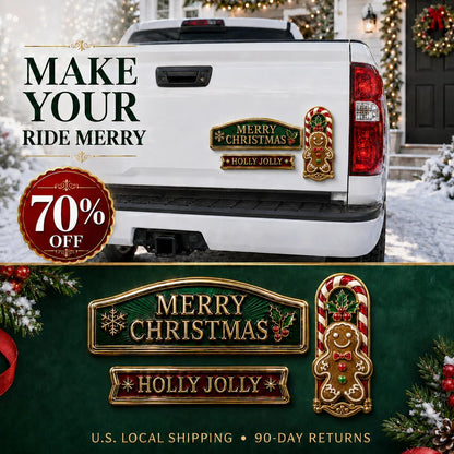 🔥 50K+ SOLD – 🎄 3-Piece Christmas Car Emblem Metal Badge Set | 3D Enamel Holiday Badges with Adhesive Backing for Trucks, SUVs & Festive Gifts 🎅✨