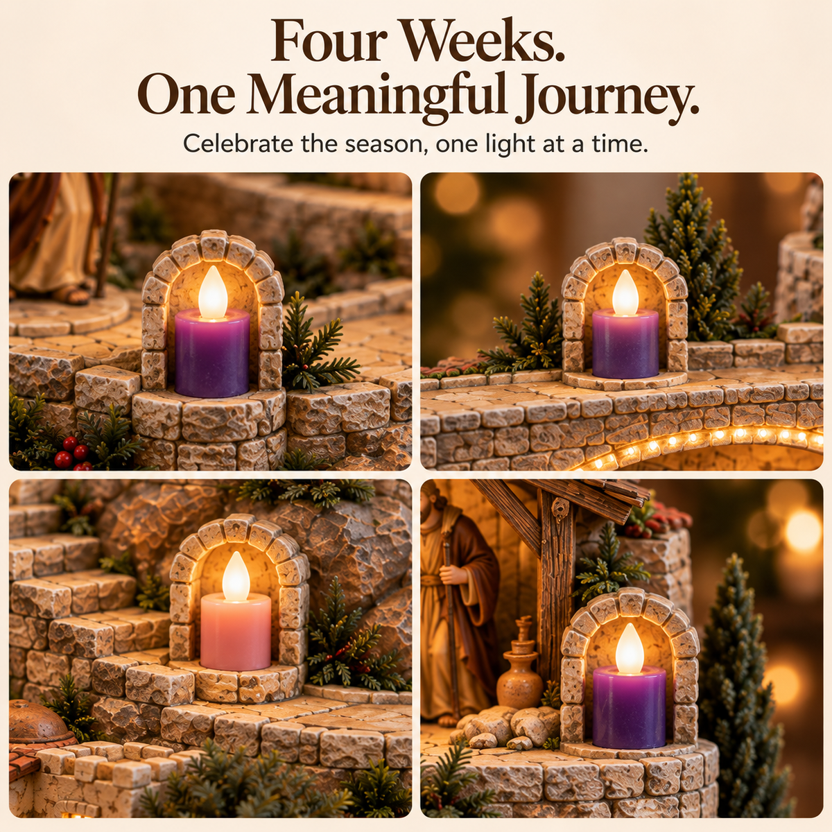 ✝️Follow the Star – 4-Week Lighted Advent Nativity Village