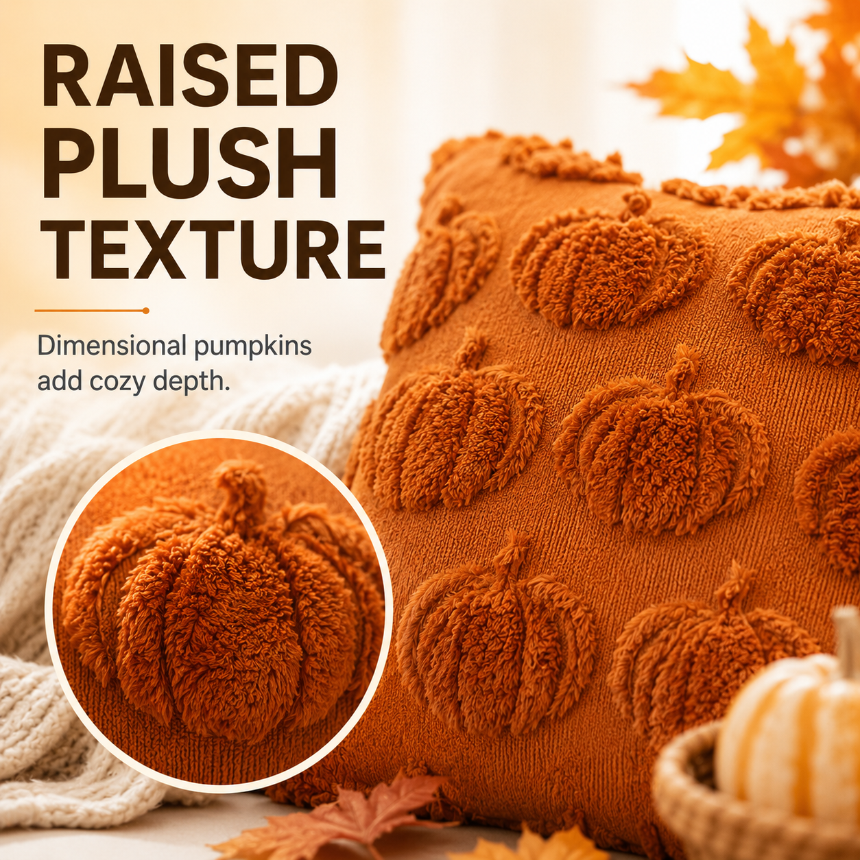 Jacquard Pumpkin Pillow Covers – 18x18 Inch