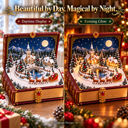 🎄 Christmas Magic Storybook – Light-Up Christmas Village Music Box