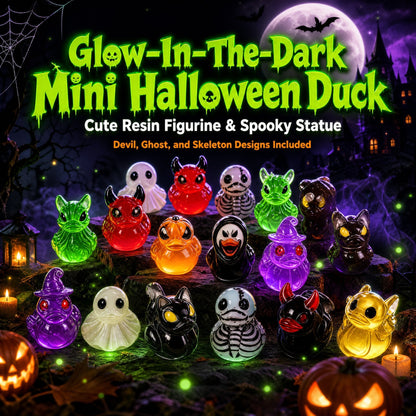 👻🎃Glow-In-The-Dark Mini Halloween Duck Set - Luminous Resin Figurines & Spooky Statues for Desk & Micro-Landscapes