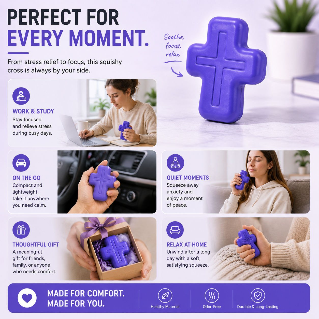🔥Buy 1 Get 1 Free✝️ Faith-Inspired Cross Squishy – Soft, Odor-Free & Satisfying Squeeze Toy