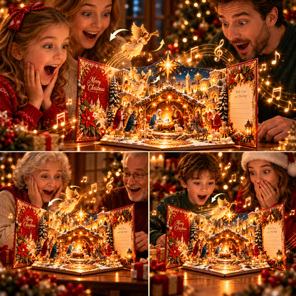 🎄✨ Christmas Miracle™ – 3D Light-Up Musical Nativity Pop-Up Card with Moving Angels