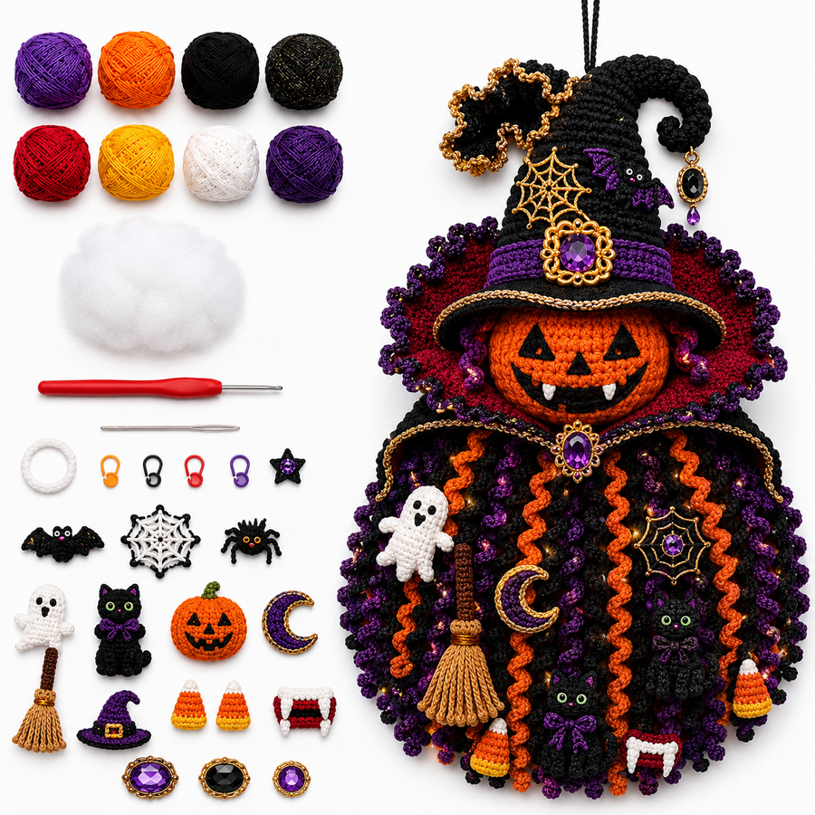 Vampire Pumpkin crochet door hanging kit