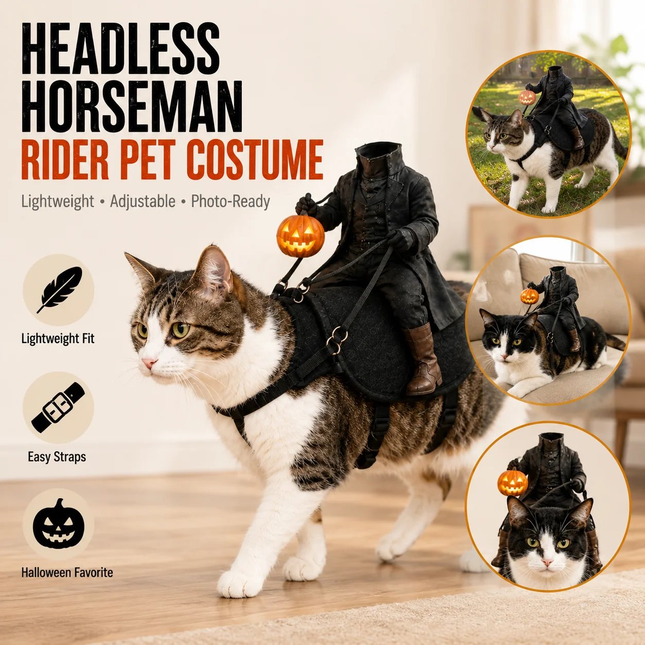😺The Headless Horseman Rider Pet Costume🎃