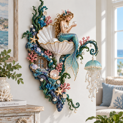 🧜‍♀️🐚Mermaid Pearl Glow Wall Light – Ocean-Inspired Coastal Decor