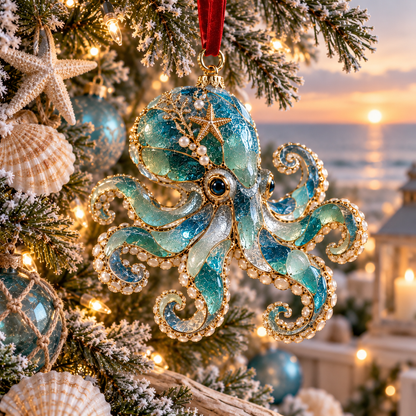 🎄 Christmas Sale – 50% OFF 🌊 Ocean Christmas Sea Glass Ornament Collection – 6 Coastal Holiday Keepsakes