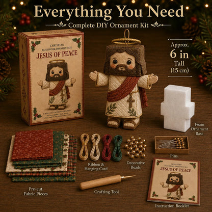 🔥Last day with huge discounts! – ✝️ Beginner-Friendly DIY Christian Block Figure Patchwork Ornament Kit Collection | Complete Kit with Pre-Cut Fabrics, Padded Ornament Form & Step-by-Step Guide Included 💕