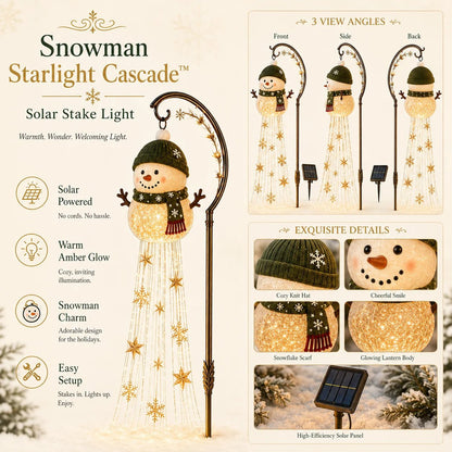 ☃️ Snowman Sparkle Cascade™ Solar Garden Light
