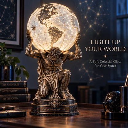 🌍 Atlas Worldbearer™ Illuminated Globe Sculpture – Carry the World. Light What Matters.