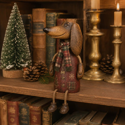 🔥Hot Sale - 50% OFF🔥🐶🎄 Vintage Christmas Dachshund Shelf Sitter