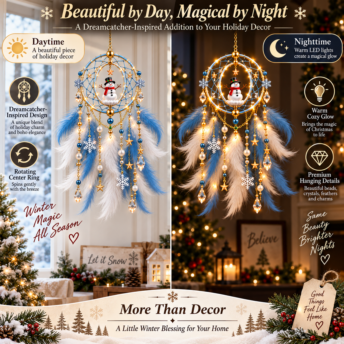 ✨️Christmas Dreamcatcher  Décor — A Small Token of Warmth, Protection & Holiday Blessings
