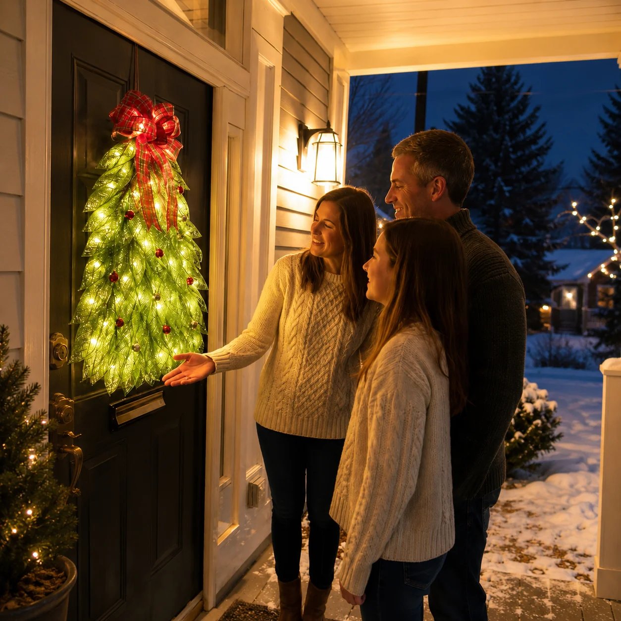 🎄 Christmas Sale – Light-Up Christmas Tree Door Wreath | Festive Front Door Decor