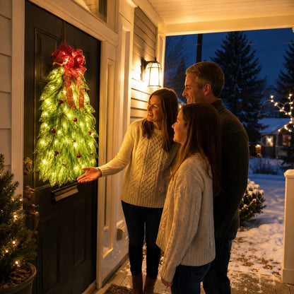 🎄 Christmas Sale – Light-Up Christmas Tree Door Wreath | Festive Front Door Decor