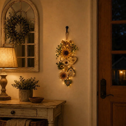 🥳2026 HOT SALE- 50% OFF🌻Rustic Wooden Garden-Themed Hanging Ornament with Remote Control Fairy Lights