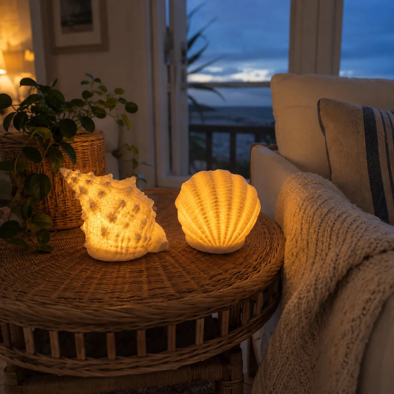 🌊✨Coastal Afterglow Shell & Conch Light Set