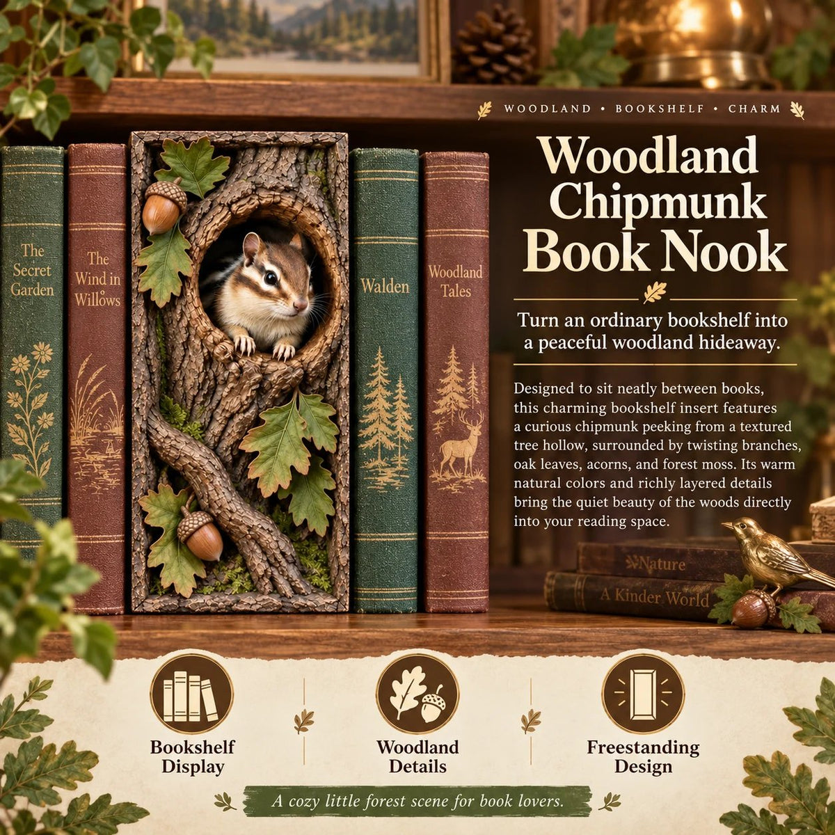 50% OFF - 📚Woodland Chipmunk Book Nook