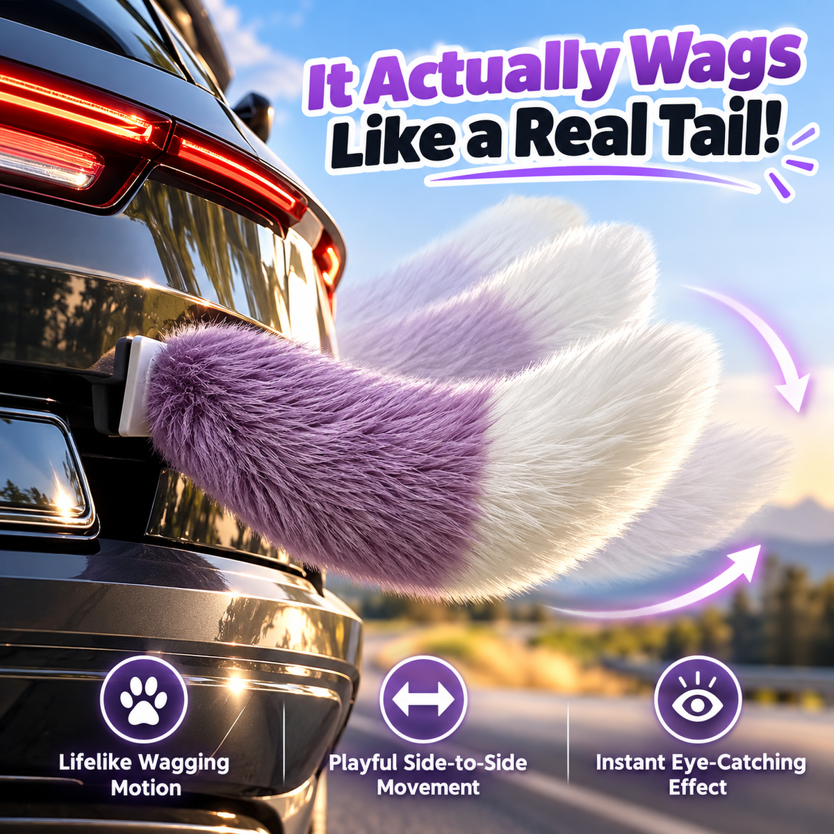 🥳2026 HOT SALE-🐾 Remote Control Moving Car Tail – USB Rechargeable Fluffy Vehicle Decoration