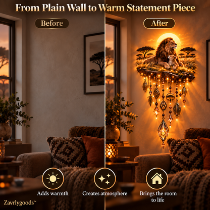 Majestic Savannah Family Glow™ – Lion & Cub Illuminated Wall Decor