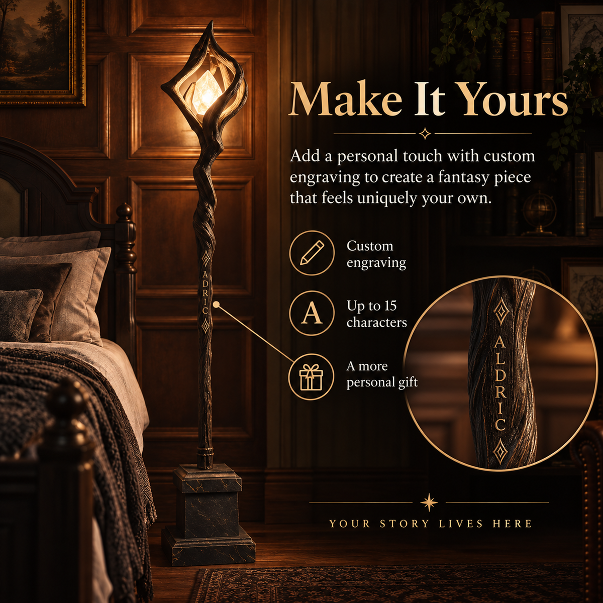 ✨ Wizard’s Light™ – Detachable Fantasy Staff Lamp with Magical Glow