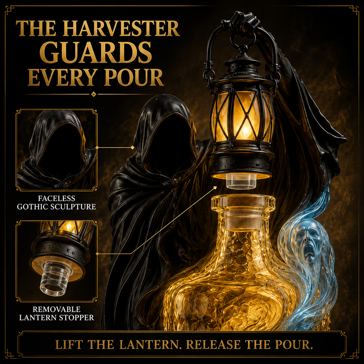 🎃 Halloween Sale 50% OFF – Soul Harvester Whiskey Decanter with Lantern Stopper