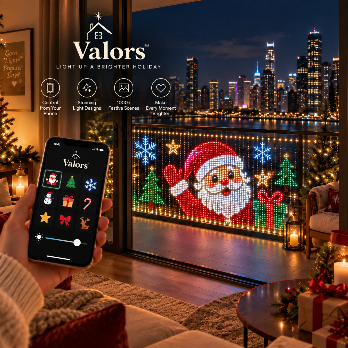 🎄 Smart Christmas Curtain Lights™ – App-Controlled Animated Holiday Window Display