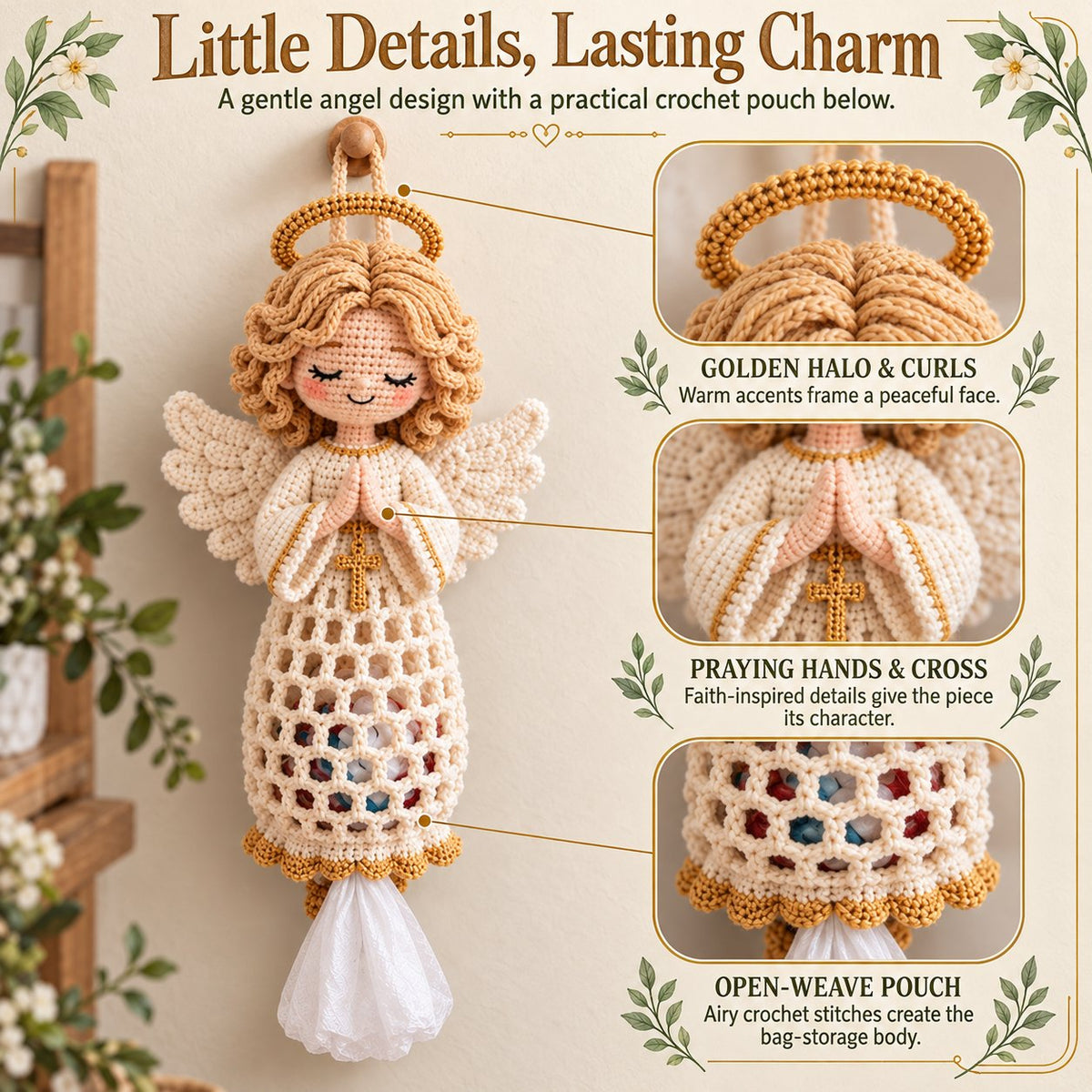 ⏳ Last Day 49% OFF – 🧶 Beginner-Friendly Blessed Home Crochet Bag Holder DIY Kit | 4 Faith-Inspired Designs with Yarn, Tools & Guide Included ✝️