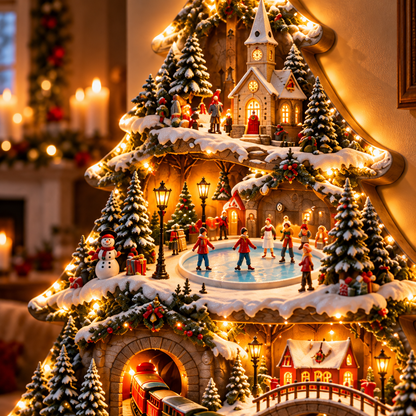 🎄✨ Christmas Wonderland – 3D Lighted Christmas Tree Wall Art with Magical Winter Village