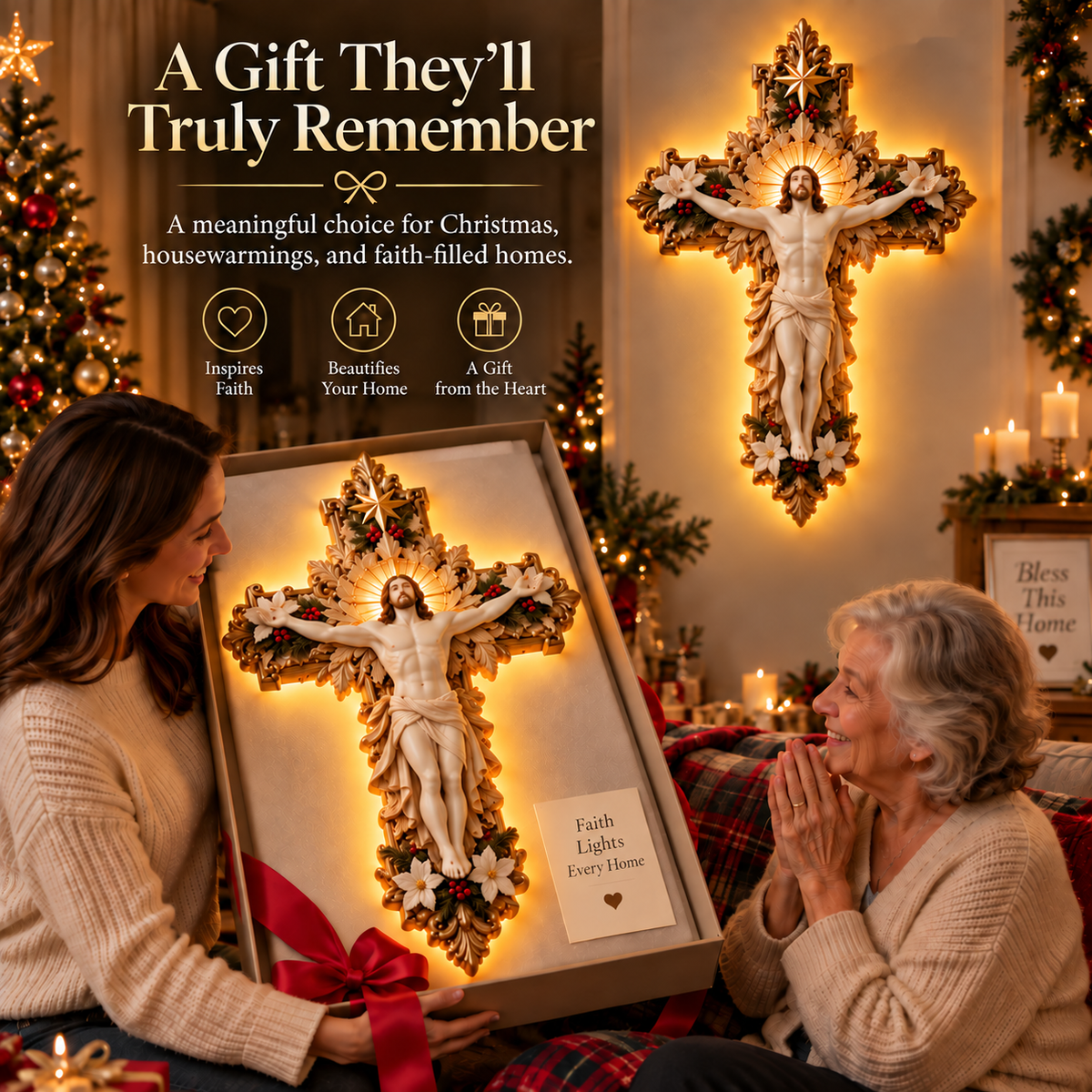 ✨ Holy Light Cross™ – Christmas Blessing Collection | Faith, Love & Protection for Your Home