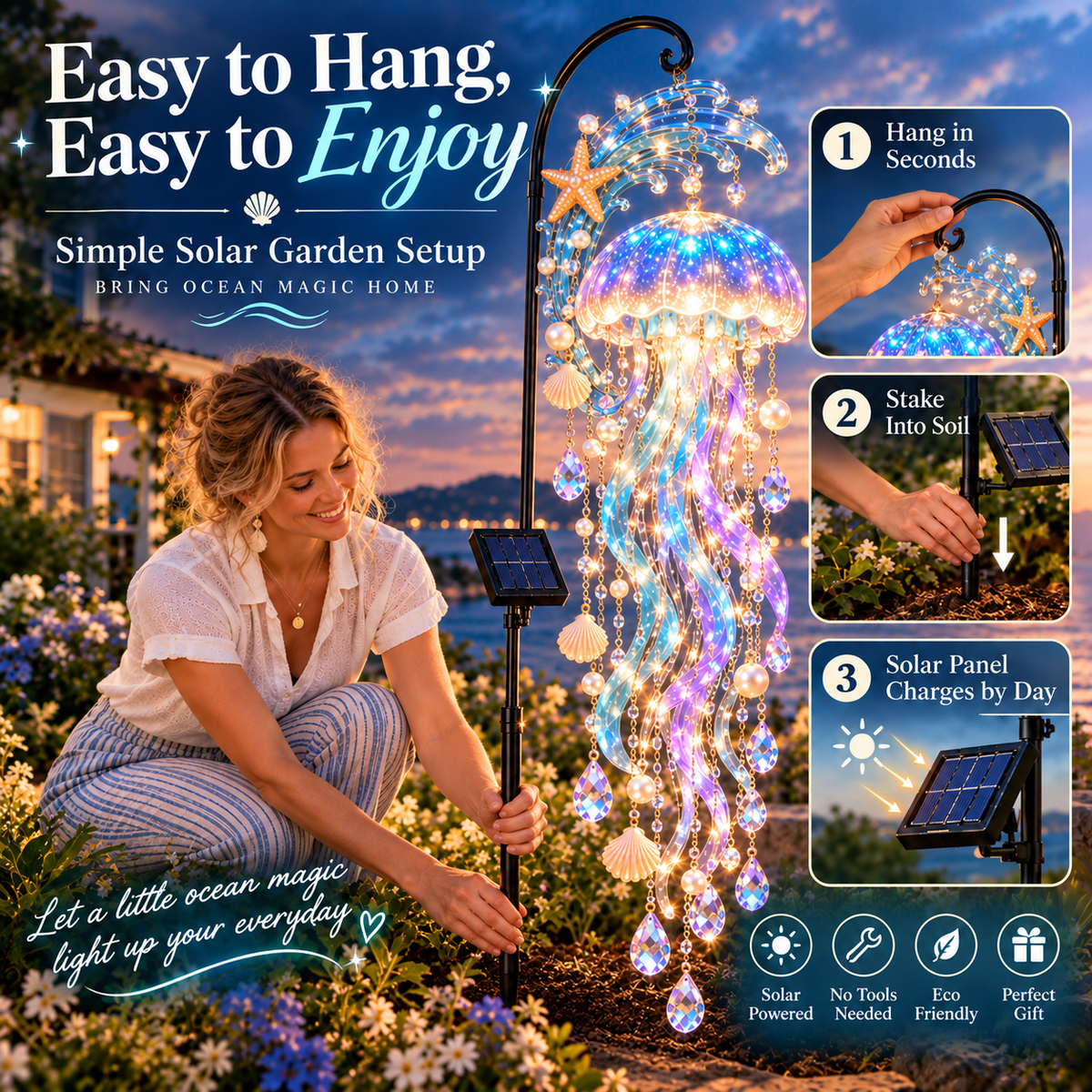 🌊Ocean Spirit Solar Cascade™ -Bring the Magic of the Ocean Into Your Garden