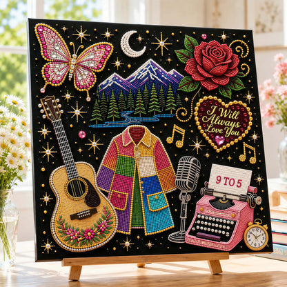 🎤 3D Pearl Country Music Tribute Art Kit – DIY Beaded Keepsake Canvas