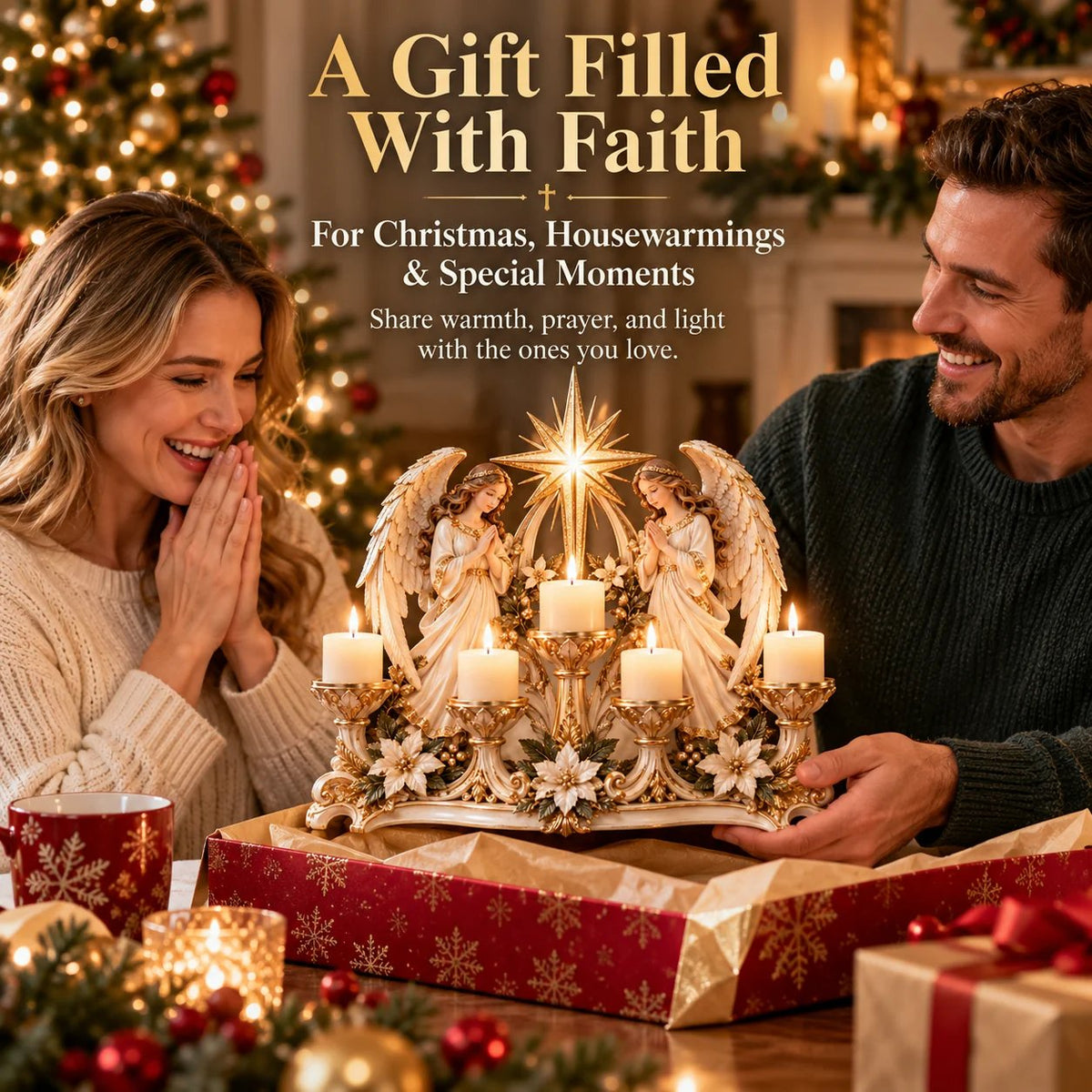 🎄 Christmas Hot Sale -✨🕯️ Light of His Presence — Sacred Christian Candleholder ✝️🤍