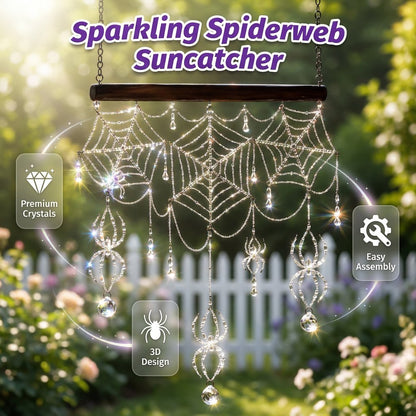 ✨ Sparkling 3D Crystal Spiderweb Suncatcher – Elegant Window & Garden Hanging Decor