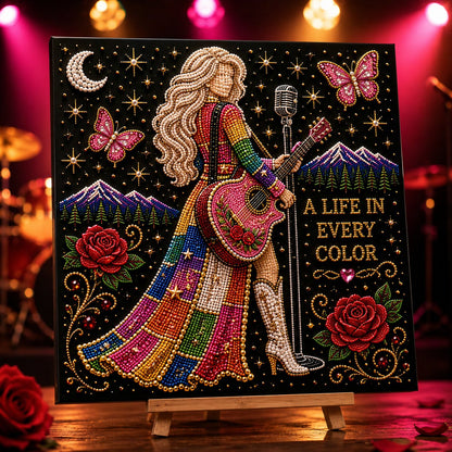 🎤 3D Pearl Country Music Tribute Art Kit – DIY Beaded Keepsake Canvas