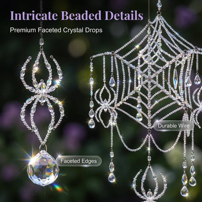 ✨ Sparkling 3D Crystal Spiderweb Suncatcher – Elegant Window & Garden Hanging Decor
