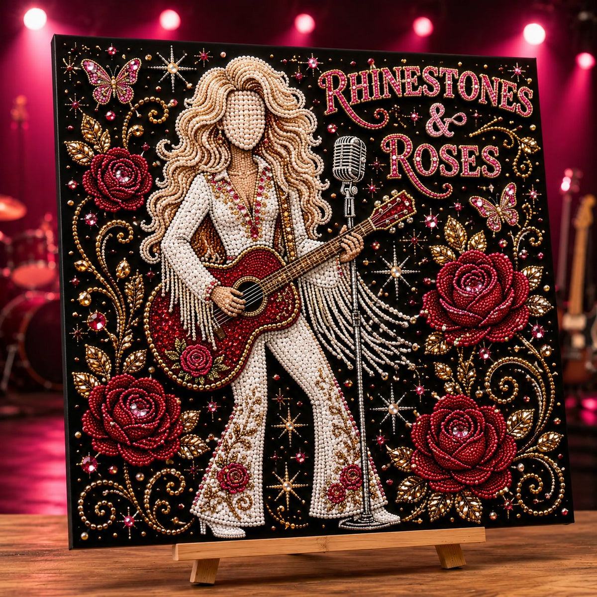 🎤 3D Pearl Country Music Tribute Art Kit – DIY Beaded Keepsake Canvas