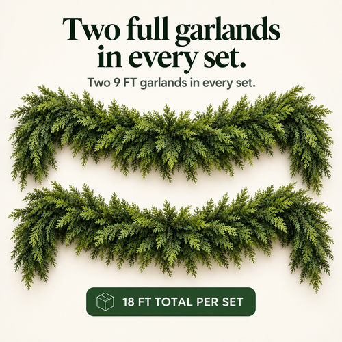 Selova Cedar Garland Set - two 9 ft garlands, 18 ft total per set