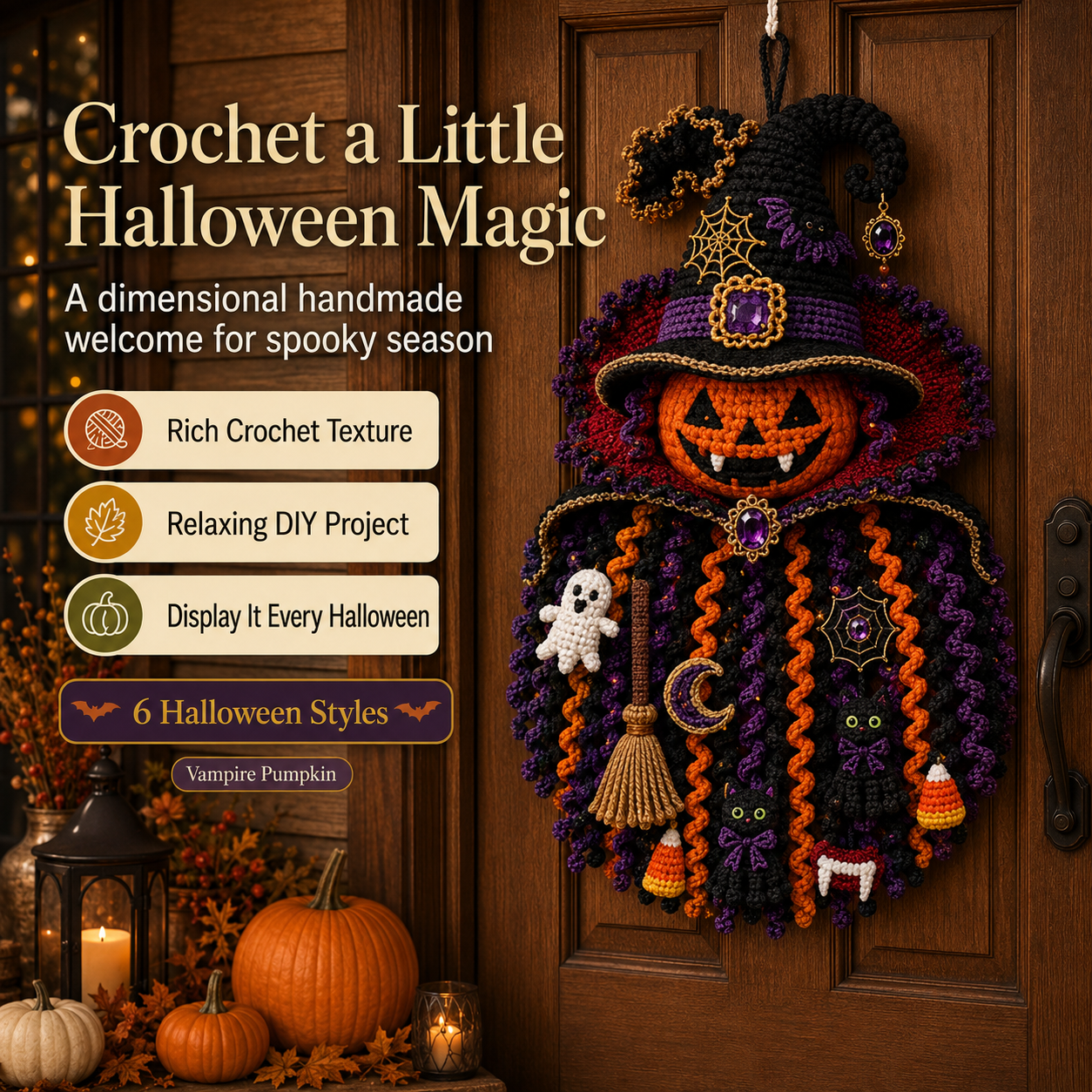 DIY Halloween 3D crochet door hanging kit
