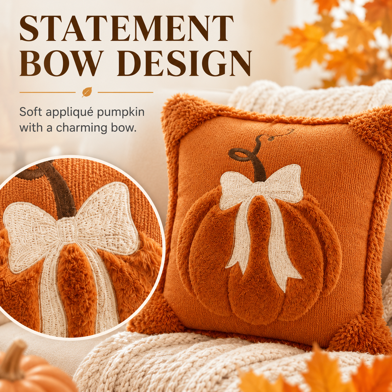 Jacquard Pumpkin Pillow Covers – 18x18 Inch