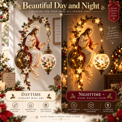 ✨ Sacred Light of Faith Wall Lamp – Jesus, Mary & Archangel Michael Christmas Collection