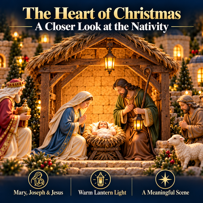 🎄✨ Angels Over Bethlehem™ – Lighted 3D Nativity Mantel Centerpiece with Angel Wings & Star