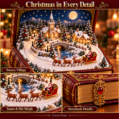 🎄 Christmas Magic Storybook – Light-Up Christmas Village Music Box