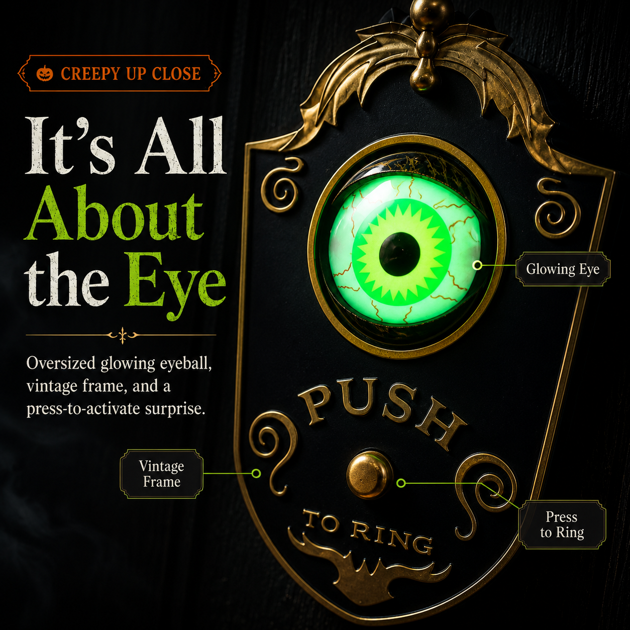 🔔 Ring If You Dare Halloween Doorbell – Glowing Moving Eye Haunted Door Decor